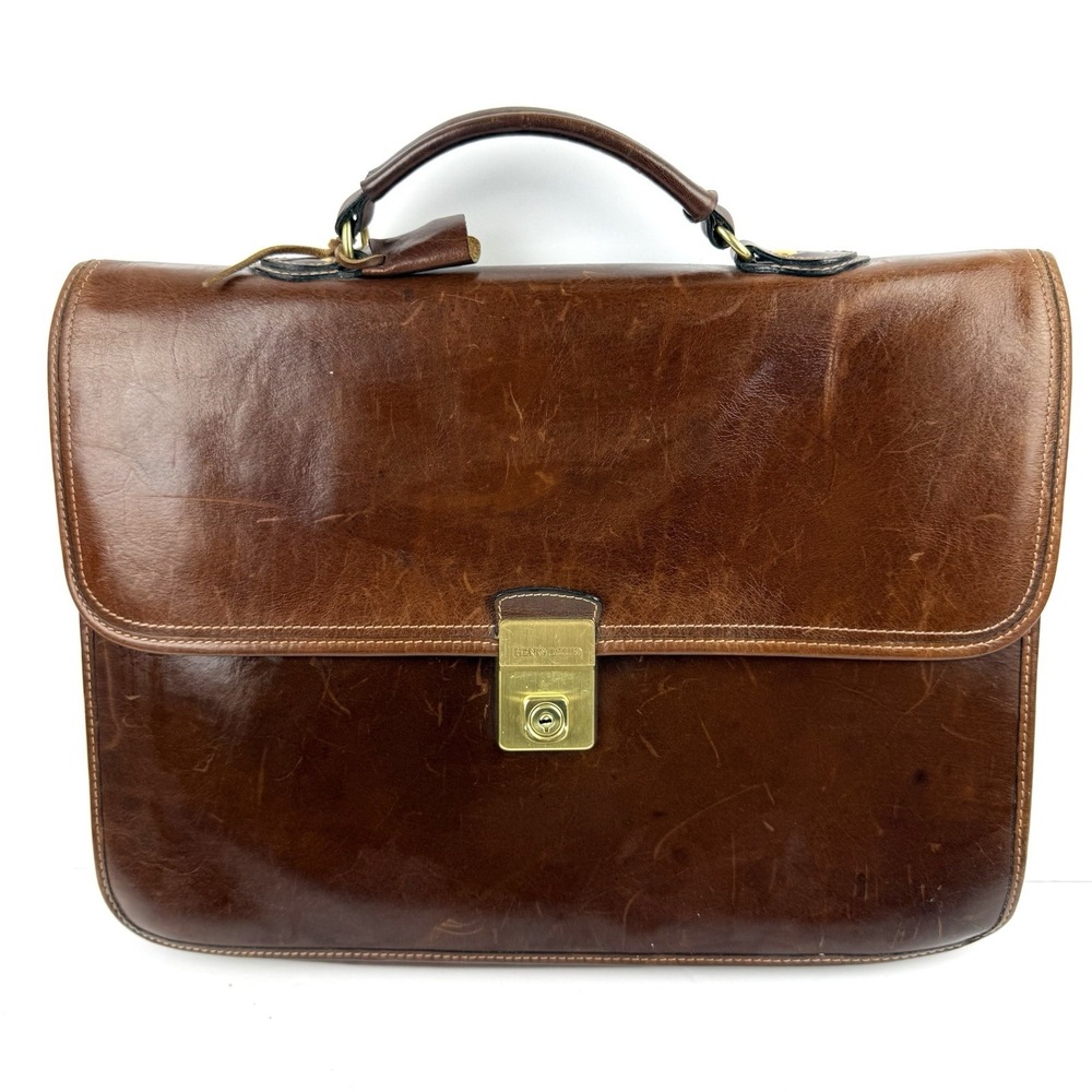 Vintage Henry Louis Briefcase Bag Brittish Tan Brown Laptop Bag No Long Strap